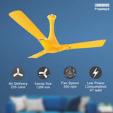 Luminous Propelaire 48'' Premium Decorative Energy Saving   Ceiling fan (Sporty Yellow)