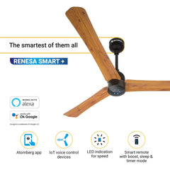 Atomberg Renesa Smart + 48" BLDC Motor With Remote Energy Saving IOT Enable Ceiling Fan (Golden Oakwood) AT-119
