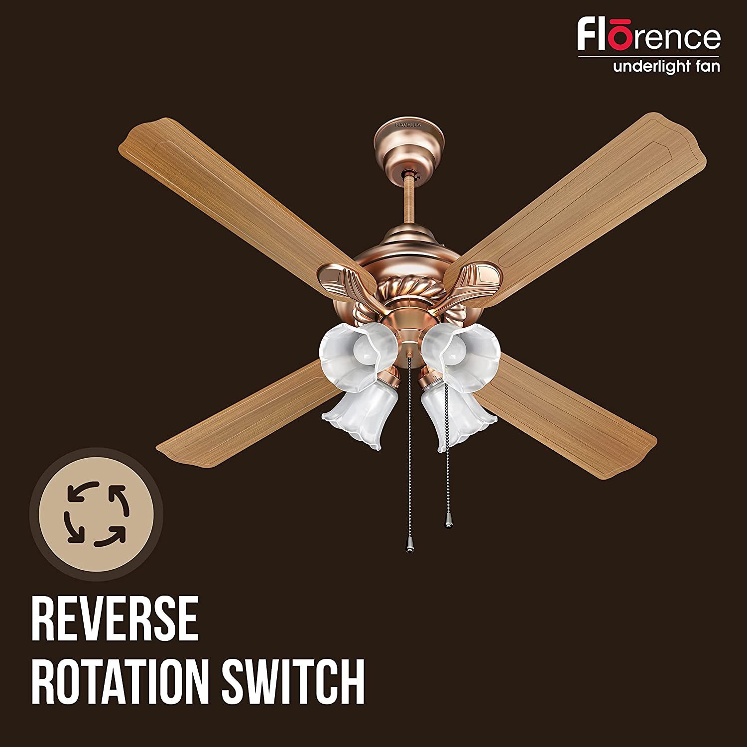 Havells Florence Underlight 48" Ceiling Fan (Walnut Black Antique Copper)