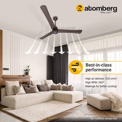 Atomberg Renesa + 48" 35W BLDC motor Energy Saving Anti-Dust Speed Indicator Light Ceiling Fan with Remote Control  ( Earth Brown )  AT-121