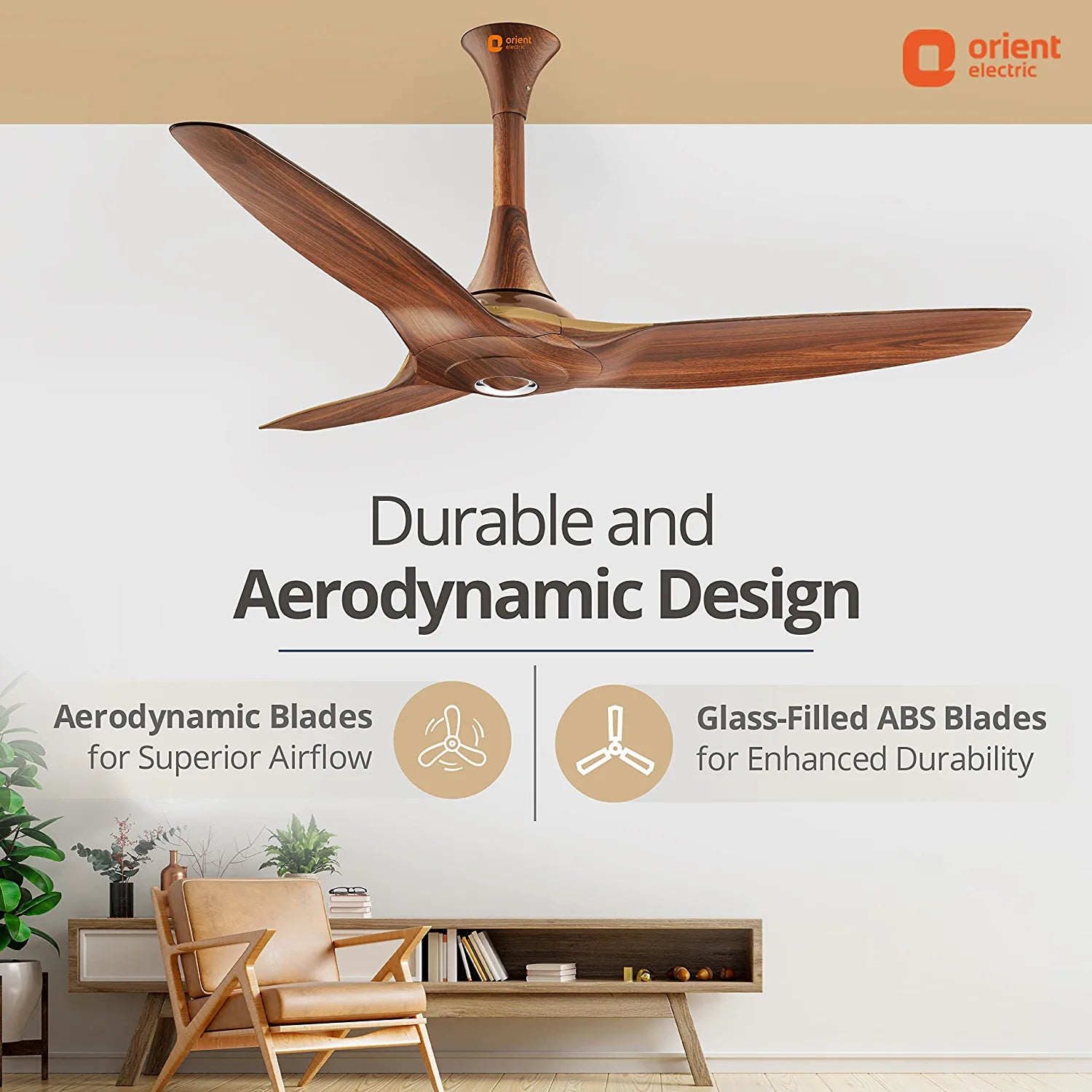 Orient Aeroquite 48" Silent Powerful Ceiling Fan (Wooden Finish) O-193