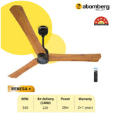 Atomberg Renesa+ 56" 35 Watt BLDC motor Energy Saving Anti-Dust Speed Indicator Light  Ceiling Fan with Remote Control (Golden OakWood) Pack  AT-102 - Ceiling Fan - Best Ceiling Fan Price in Bangladesh  | Alphaeshop.store