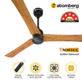 Atomberg Renesa+ 56" 35 Watt BLDC motor Energy Saving Anti-Dust Speed Indicator Light  Ceiling Fan with Remote Control (Golden OakWood) Pack  AT-102 - Ceiling Fan - Best Ceiling Fan Price in Bangladesh  | Alphaeshop.store