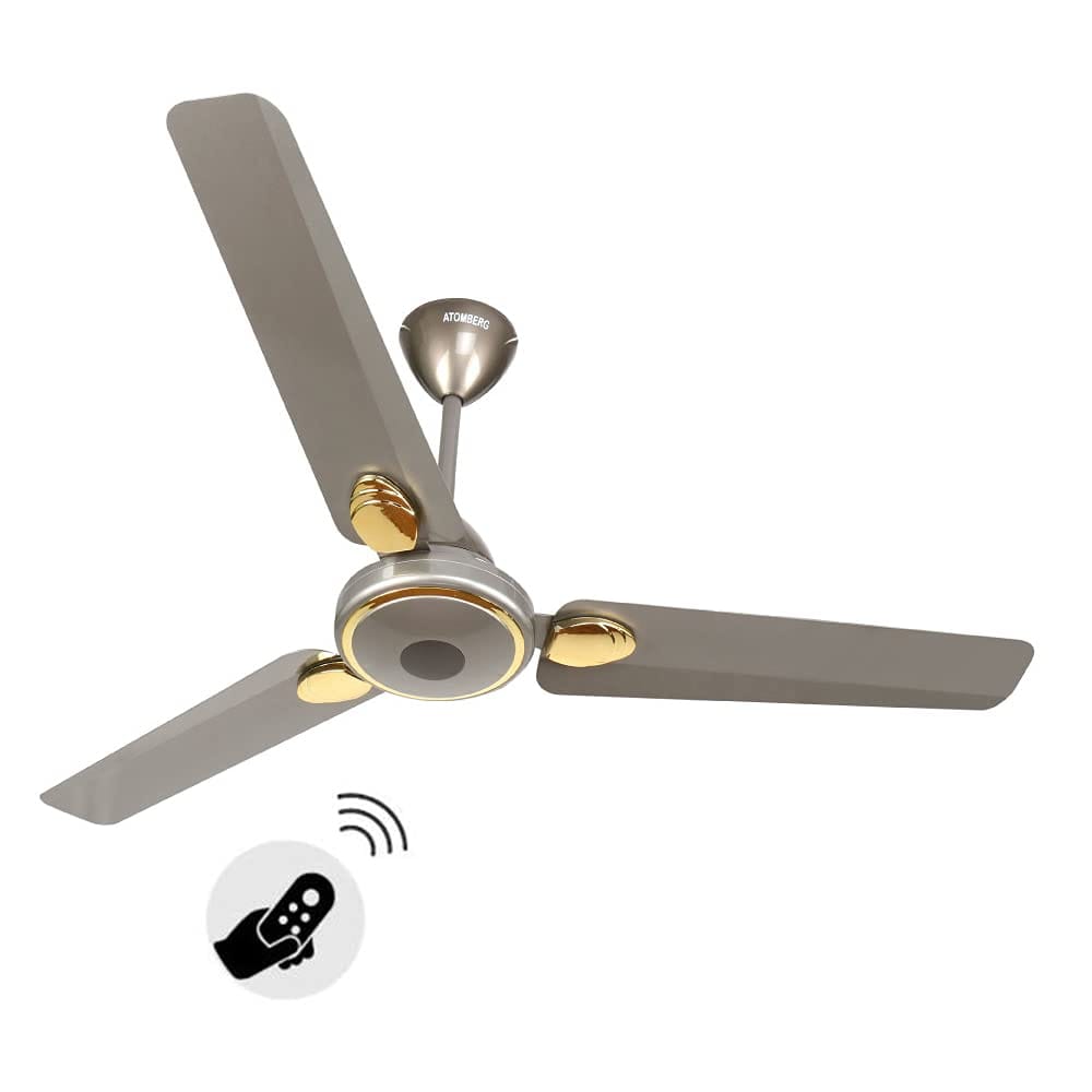 Atomberg Efficio+ 48" 35W BLDC motor Energy Saving Anti-Dust Speed Indicator Light Ceiling Fan with Remote Control (Sand Grey) AT-116