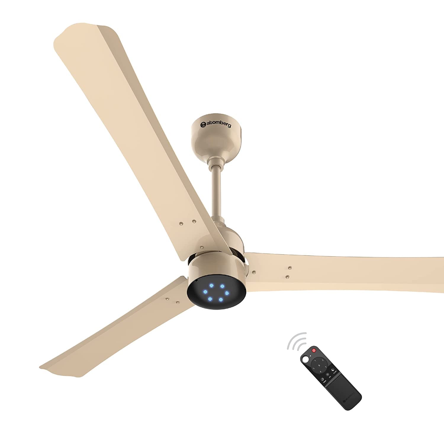 Atomberg Renesa + 48" 32W BLDC motor Energy Saving Anti-Dust Speed Indicator Light Ceiling Fan with Remote Control  ( Metallic Gold ) AT-108