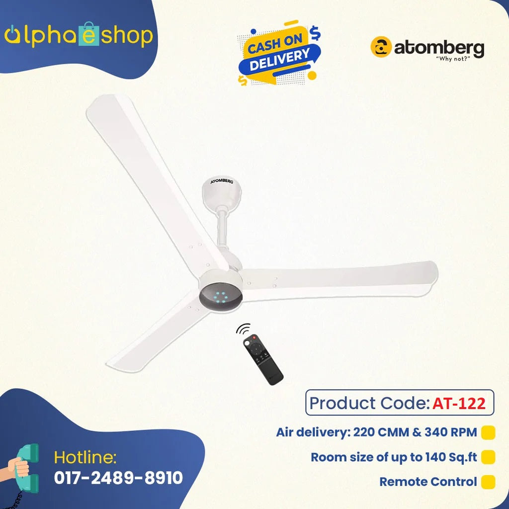 Atomberg Renesa+ 48" 28W BLDC motor Energy Saving Anti-Dust Speed Indicator Light  Ceiling Fan with Remote Control (Pearl White) AT-122