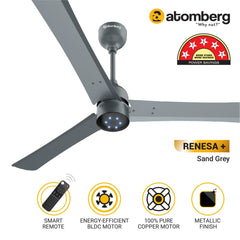 Atomberg Renesa+ 48" 28W BLDC motor Energy Saving Anti-Dust Speed Indicator Light  Ceiling Fan with Remote Control (Sand Grey) AT-123