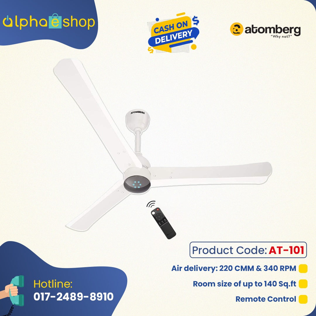 Atomberg Renesa+ 48" 32W BLDC motor Energy Saving Anti-Dust Speed Indicator Light  Ceiling Fan with Remote Control (Pearl White) AT-101