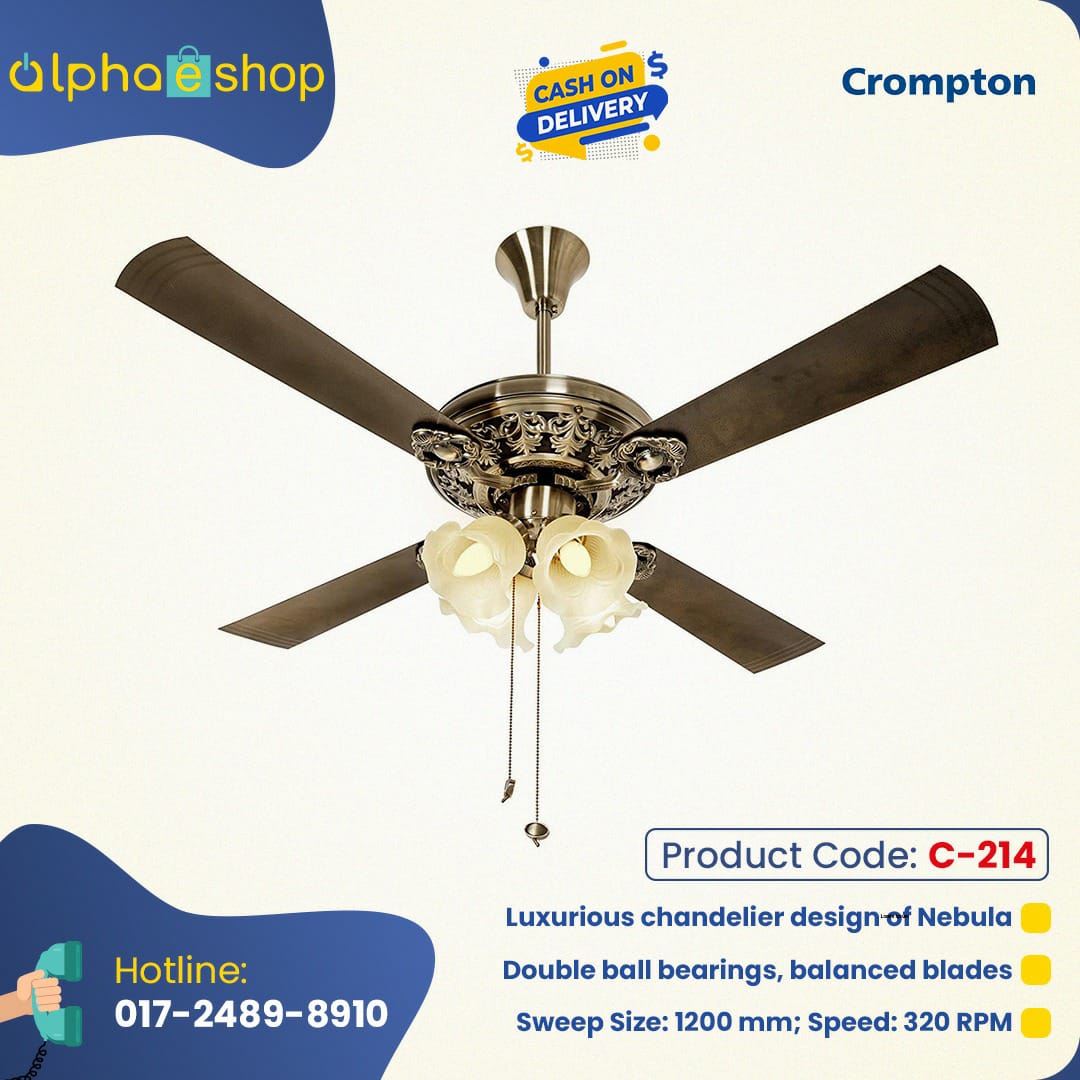 Crompton Nebula Ceiling Fan with Decorative Lights - 48" (Antique Brass) C-214