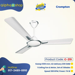 Crompton Aura Premium 56" Ceiling Fan (Silver White) C-219