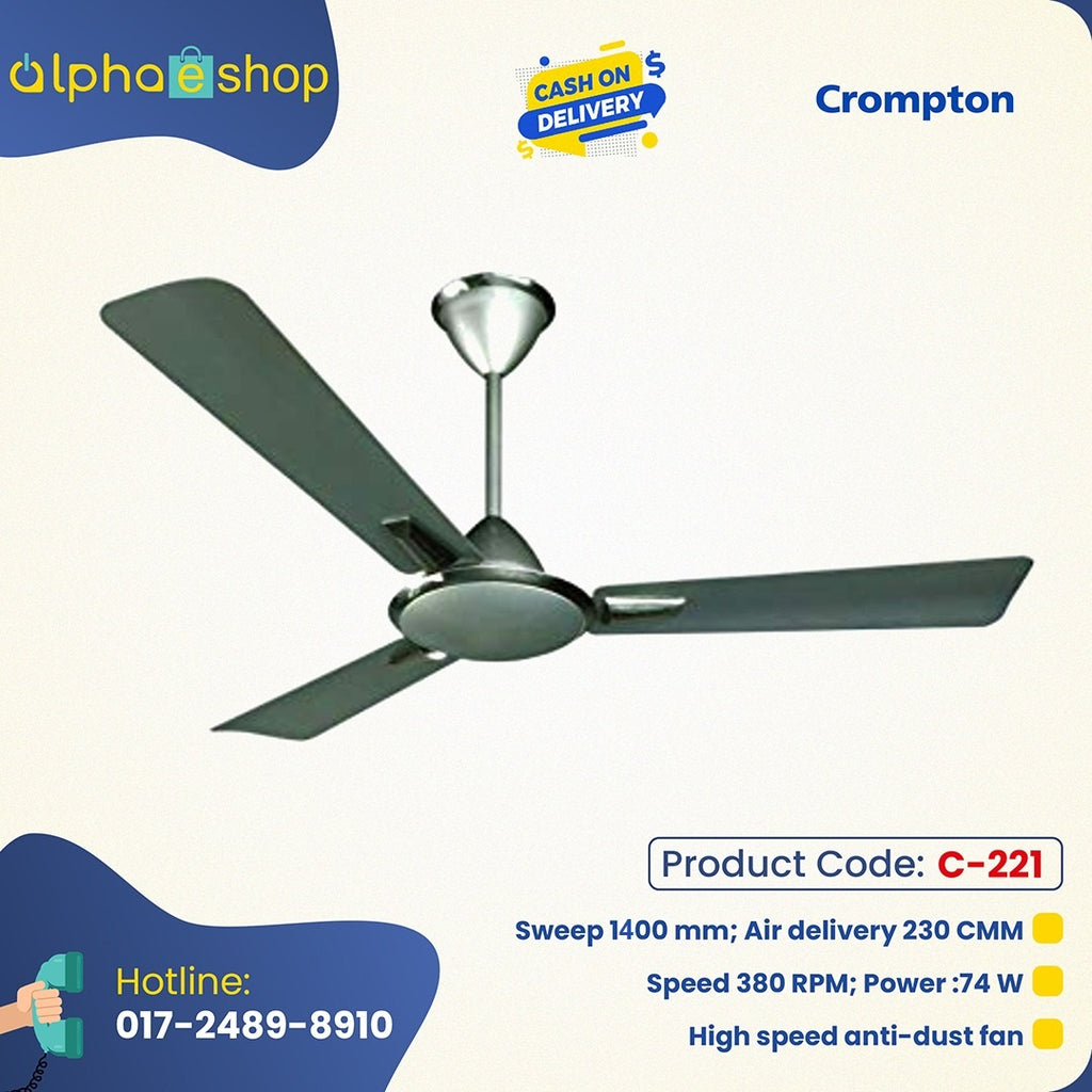 Crompton Aura Prime 48"  Ceiling Fan with Anti Dust Technology (Titanium Effect) C-221