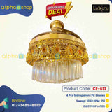Luxury Chandelier 42” Golden Crystal Underlight With Remote Control Ceiling Fan CF-613