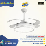 Luxury 42 " Modern Classic Invisible silent Invisible Blade Remote Chandelier Ceiling Fan (White ) CF-666