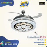 Luxury 42 " Modern Ceiling Fan with 36W led Light, Remote Control Noiseless  Chandelier Fan (Silver) CF - 676