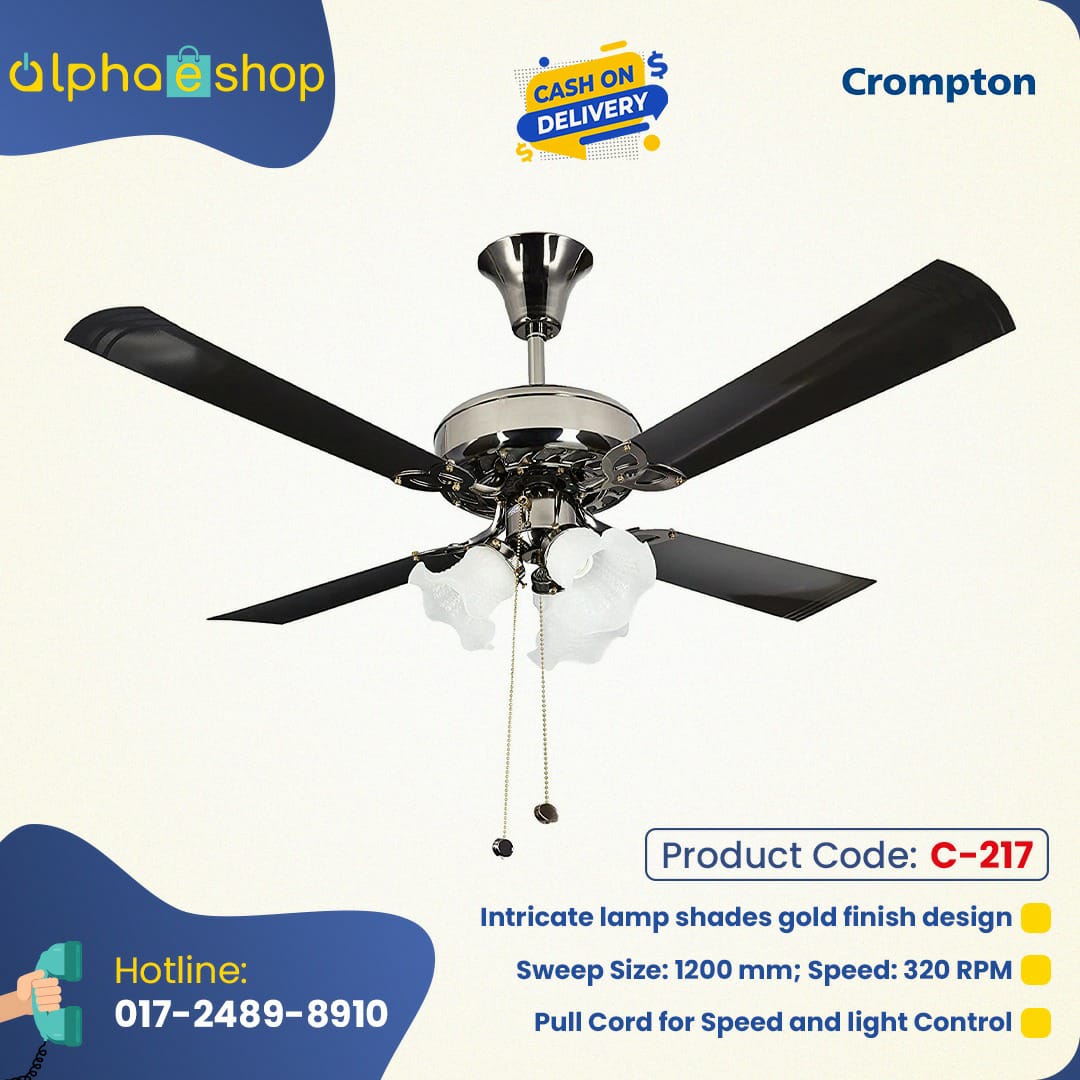 Crompton Uranus 48" Decorative Ceiling Fan with Lights (Black) 