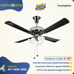 Crompton Uranus 48" Decorative Ceiling Fan with Lights (Black) 