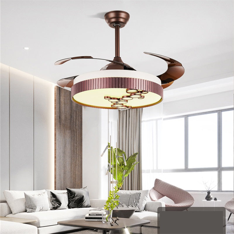 Luxury 42 ” Modern Classic Invisible Silent Invisible Blade Remote Chandelier Ceiling Fan (White ) CF-652