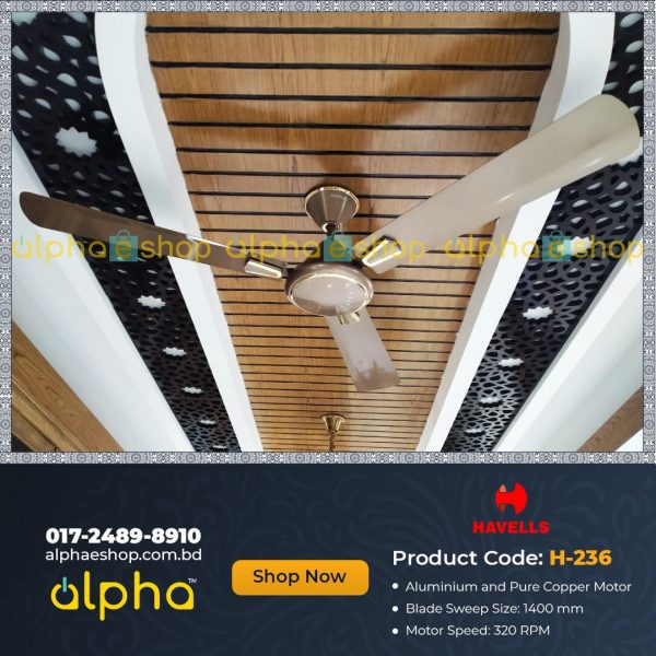 Havells Crew Deco 56'' (Beige Brown Gold ) H-236 - Ceiling Fan - Best Ceiling Fan Price in Bangladesh  | Alphaeshop.store
