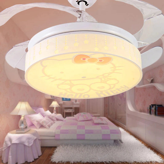 Luxury 42 " Hello Kitty Children's  Invisible Blade Remote  Chandelier Ceiling Fan (White ) CF-641
