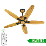 SK Iris 56" Inverter with Remote Ceiling fan Pine Wood Black  SK-207