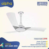 Luminous Raptor 48'' (Chrome White) L-210 - Ceiling Fan - Best Ceiling Fan Price in Bangladesh  | Alphaeshop.store