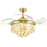 Luxury Chandelier 42'' Golden Crystal Underlight with Remote control Ceiling fan CF-609