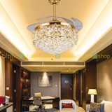 Luxury Chandelier 42'' Golden Crystal Underlight with Remote control Ceiling fan CF-612