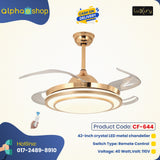 Luxury 42 " European modern decorative architectural chandelier Ceiling fan ( Golden ) CF-644