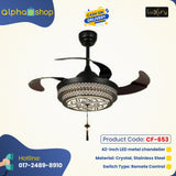 Luxury 42  Modern Classic Invisible silent Invisible Blade Remote  Chandelier Ceiling Fan (Black ) CF-653   