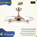 Luxury 42 ” Modern Classic Invisible Silent Invisible Blade Remote Chandelier Ceiling Fan (Golden ) CF-661