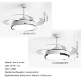 Luxury 42 " Modern Classic Invisible silent Invisible Blade Remote  Chandelier Ceiling Fan (White ) CF-663