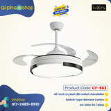 Luxury 42 " Modern Classic Invisible silent Invisible Blade Remote  Chandelier Ceiling Fan (White ) CF-663