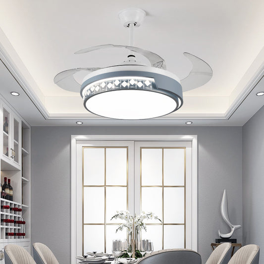 Luxury 42  Modern silent Invisible Blade Remote  Chandelier Ceiling Fan (White ) CF-648