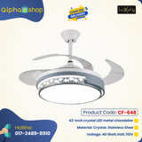 Luxury 42  Modern silent Invisible Blade Remote  Chandelier Ceiling Fan (White ) CF-648