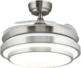 Luxury 42’’ Morden Retractable Silent 3 Light Change LED Chandelier with Remote Invisible Blade Silver CF-632