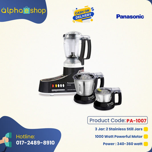 Panasonic MX-AC300 3 In 1 Mixer Grinder  -1000W (Black) PA-1007