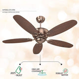 Polycab Superia SP04 48" Ceiling Fan (Antique Copper Rosewood) PC-102