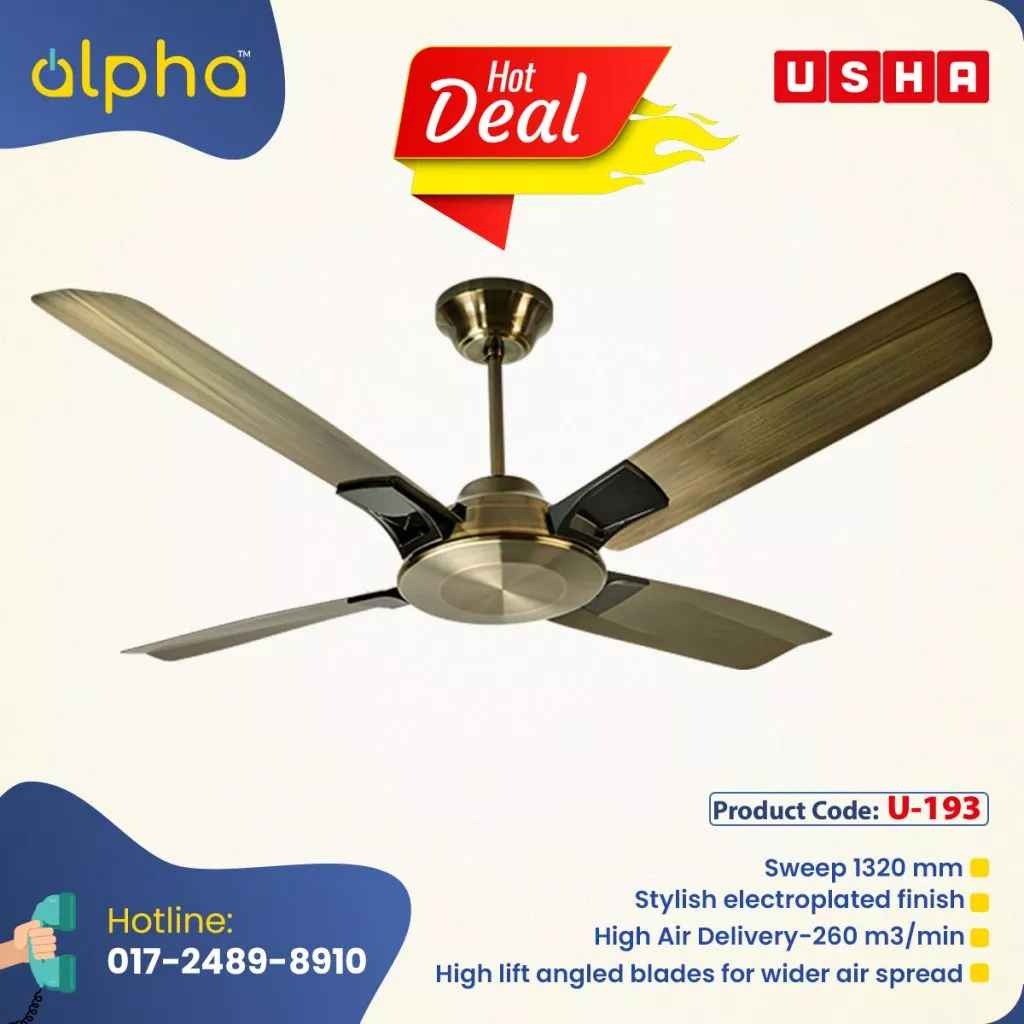 Usha Aldora 53” (Antique Brass) U-193