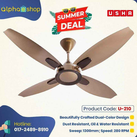 Usha Bloom Lily 52'' Ceiling fan (Sparkle Brown &amp; Gold) U-210 - Ceiling Fan - Best Ceiling Fan Price in Bangladesh  | Alphaeshop.store