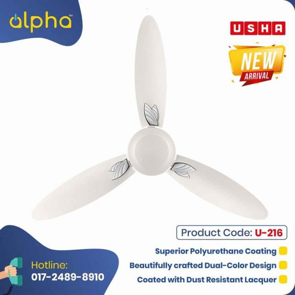 Usha Bloom Magnolia 50'' Anti Dust Ceiling Fan (Sparkle White) U216