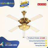 Usha Fontana Orchid 52 ” Ceiling Fan (Gold Ivory) U-223
