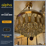 Luxury 42’’ Retractable Crystal Silent 3 Light Change LED Chandelier with Remote Invisible Blade Golden Crystal CF-616