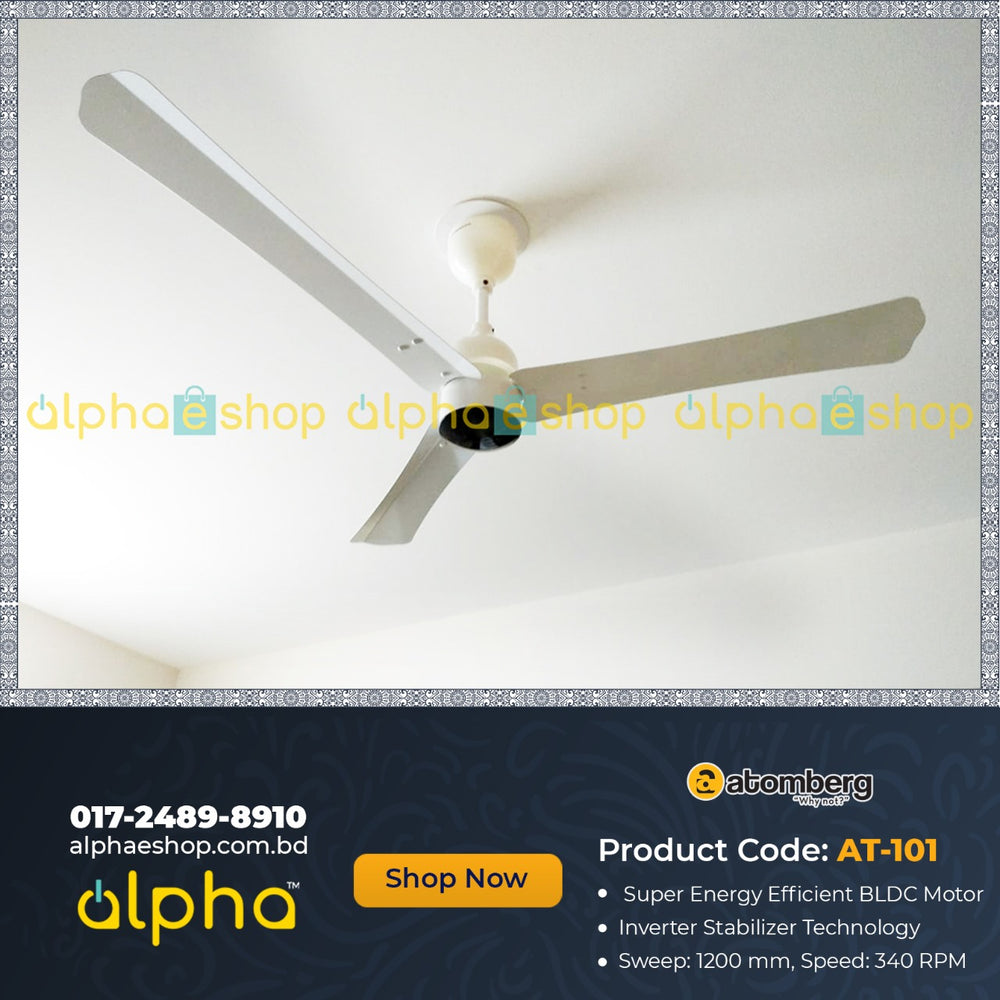 Noiseless ceiling fan Atomberg Renesa+ 56 inch in Pearl White with remote control