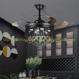 Yamada Alpha Chandelier 48'' Black Crystal Underlight with Remote control Ceiling fan Y-511