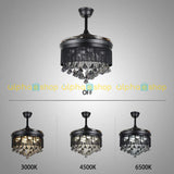 Yamada Alpha Chandelier 48'' Black Crystal Underlight with Remote control Ceiling fan Y-511