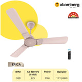 Atomberg Erica 48'' 35 W BLDC motor Energy Saving Anti-Dust Speed Indicator Light Ceiling Fan with Remote Control  ( Lotus Pink ) AT-111